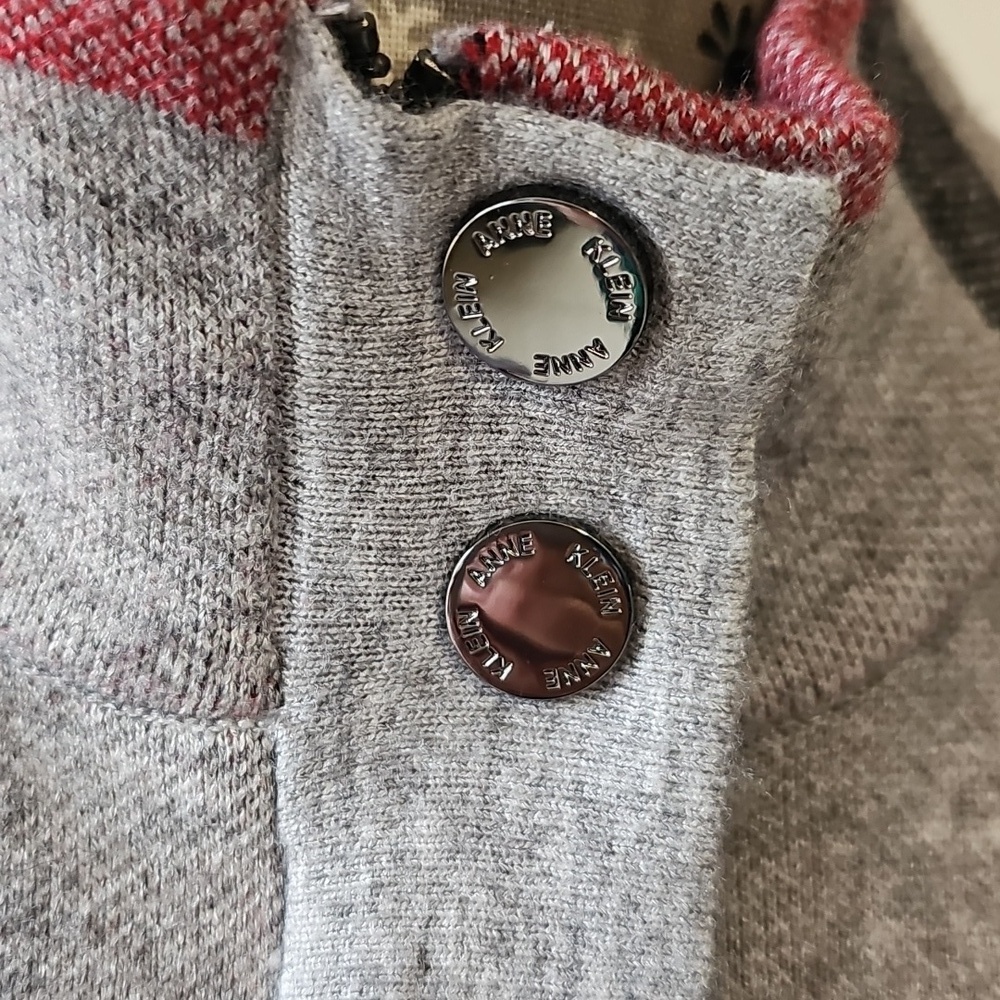 ANNE KLEIN PLAID SWEATER JACKET M - Picture 2 of 9